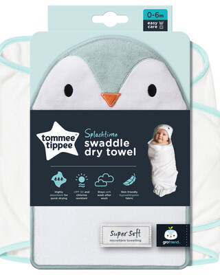 منشفة لف سبلاش تايم للأطفال حديثي الولادة حتى 6 أشهر من تومي تيبي - أزرق